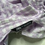 ZARA  Gingham Shoulder Pad Poplin Shirt Button Down Photo 6