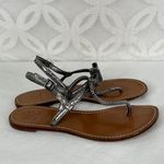 Tory Burch  Bryn Silver‎ Pave Bow Thong Sandal SIze 7.5 Photo 4