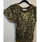 VTG Southeastern Gold Sequin Beaded Top Women Small 17"x21" Sparkle Disco Party Photo 1