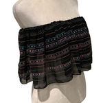LA Hearts PacSun  Black Multicolor Off-Shoulder Ruffle Crop Top Size S Photo 0