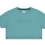 Alphalete Woman’s ELMTS Short Sleeve Crop Top Teal Blue Size Small Photo 0