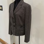 Ann Taylor Brown Black White Tweed Fitted Button Up Jacket Blazer Lined Size 12 Photo 1