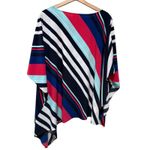 Chico's  Women Poncho Top Size L/XL Kimono Navy Blue Pink Black Asymmetrical Hem Photo 1