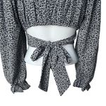 Storia Altar’d State Floral Long Puff Sleeve Crop Top with Cross Back Tie Photo 0