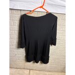 Donna Morgan  Black Fringed Dress Boat Neck 3/4 Sleeve Size 2 Photo 3