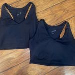 Gap TWO Fit Black V-Neck cropped Tank Top sports bras size XL Photo 2