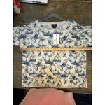 C by Bloomingdale's Cashmere Toile Crewneck Sweater Blue Cream Size XL Photo 8