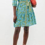 SALONI Tyra Printed Silk Shirt Dress Blue Multi Womens Size 10 Green Photo 0