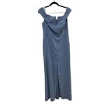 NWT Dessy Collection V Neck Off The Shoulder Trumpet Gown Dress 14 Larkspur Blue Photo 2
