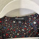 Madewell Silk Ruffle-Hem Wrap Top Size XXS Starry Night Black Red White Blue Photo 7