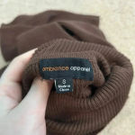Ambiance Apparel  Brown Turtle Neck Ribbed Cropped Sweater Size S Photo 3