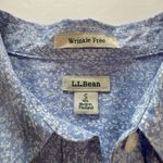 LL Bean Blue Floral Wrinkle Free Pinpoint Oxford Long Sleeve Button Shirt SMALL Photo 8