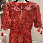 Cleobella  Blair Tassel-Cuff Ruffle Mini Dress, Red Floral, Size XS Photo 10