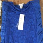 B30 Bundle Of 2 Lacey Ruched Dresses Stretchy Blue Ivory/Cream Size Medium Photo 2