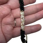 Vintage Twisted Necklace Faux Rice Pearl Bead Black Plastic White Textured Multiple Photo 3