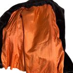 Vintage 70s Double Breasted Faux Fur Coat Large Buttons Pockets Orange Lining Brown Photo 6