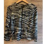 Investments Office Career Zebra Jacket Sz Small Elegant Zipper Timeless Classic Photo 0