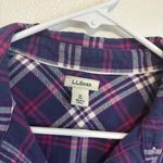 LL Bean Plaid Flannel Shirt Purple Pink Lumberjack Collared Button Up Women’s M Size M Photo 5