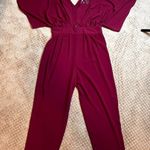 ASOS DESIGN Jumpsuit Burgundy Red Kimono Sleeve Peg Leg SZ 10 Holiday Xmas Party Photo 3