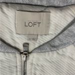 Loft  White and Gray Bomber Jacket with Ribbed Details Photo 4