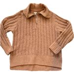 Aerie Chenille Womens Cable Car Quarter Zip Sweater Size Medium Camel Cozy Soft Photo 1