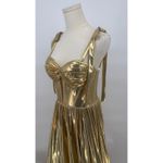 Jovani Metallic Lamé Tie-Strap Boho Gown Size 4 Photo 6