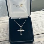 Sterling Silver Angel Wings Cross Necklace Photo 0