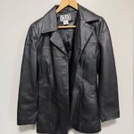 Clio 100% Leather Black Jacket Size 6 Photo 0