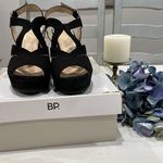 BP B.P. Ankle strap black vegan suede wedge sandal size‎ 8.5 Photo 0