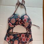 Shade & Shore  Floral One Piece Bathing Suit With Cutouts Size 38C Photo 2