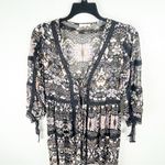 EASEL Black Floral Sheer Lace Inset Double Front Ties Kimono Cardigan Medium Photo 7