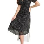 DKNY Navy White Polka Dot Midi Dress Size 14 Photo 0