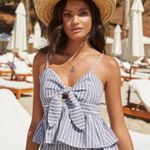 English Factory NWT English Factor Blue & White Striped Peplum Tank Top (L) Photo 0