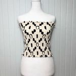 H&M Black and Cream Strapless Crop Top Size M Photo 1