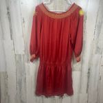 Uncle Frank Anthropologie Red Embroidered Mini Dress Size S Photo 4