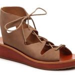 Lucky Brand Hipsta Open Toe Leather Wedge Sandals Tan Brown Size 7.5 Photo 0