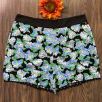 Unique Vintage NWOT Blue Retro Floral Scalloped High Waisted Shorts MEDIUM Photo 0