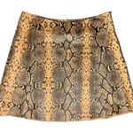 Veda Camel Brown Black Python Snake Print Genuine Leather Mini Skirt size M Size M Photo 0