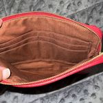 Fossil  red cowhide leather wristlet zip around wallet 4 credit card spots pouch Photo 5