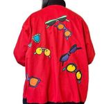 Vintage 100% Silk Red Sunglass Jacket Size XL Photo 0