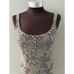 Jessica Howard Y2K Lace Midi Dress Sz 6 Gray Gold Metallic Whimsigoth Fairy Grunge Babydoll * Photo 1