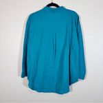 Eileen Fisher  Teal Green Organic Linen Button Down Shirt Womens LP Lagenlook Top Photo 1