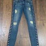 Miss Me  Vintage Sophie Triangle Embroidered Stretch Skinny Distressed Jeans Photo 1