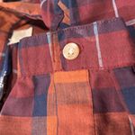 Woolrich Vintage Woman Rust Brown Blue Plaid Collared Long Sleeve Shirt S/M Photo 6