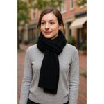 Black Ribbed Winter Scarf | Made in USA | Acrylic Knit Photo 1