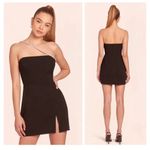 Amanda Uprichard  Dream Crystal Strap Side Slit Mini Dress Black Women's Size XS Photo 2