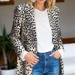 Emerson Fry Wingtip Leopard Linen Jacket Long Coat Black Size 2 Photo 0