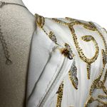 Laurence Kazar Vintage Lawrence Kazar Beaded Silk Top Ivory Gold M | Holiday NYE Glam Party Photo 5