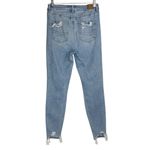 American Eagle  Sz 8 LONG Curvy Hi Rise Jeggings Light Wash Distressed Photo 3