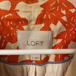 Loft Linen Blend Orange and Cream Blazer with Botanical Print Size 0 Photo 1